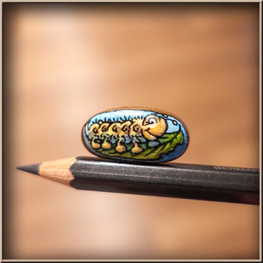 Tiny caterpillar  - Painted Rock